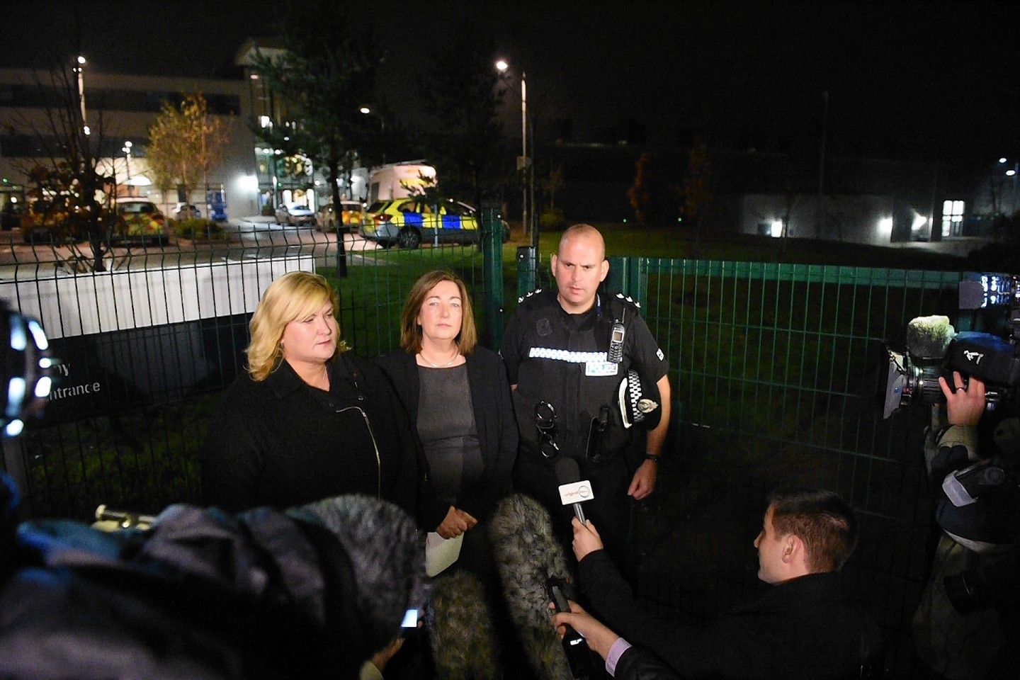 While headteacher Anna Muirhead, Chief Inspector Graeme Mackie and Aberdeen City Council's Gail Gorman briefed the press on the tragedy