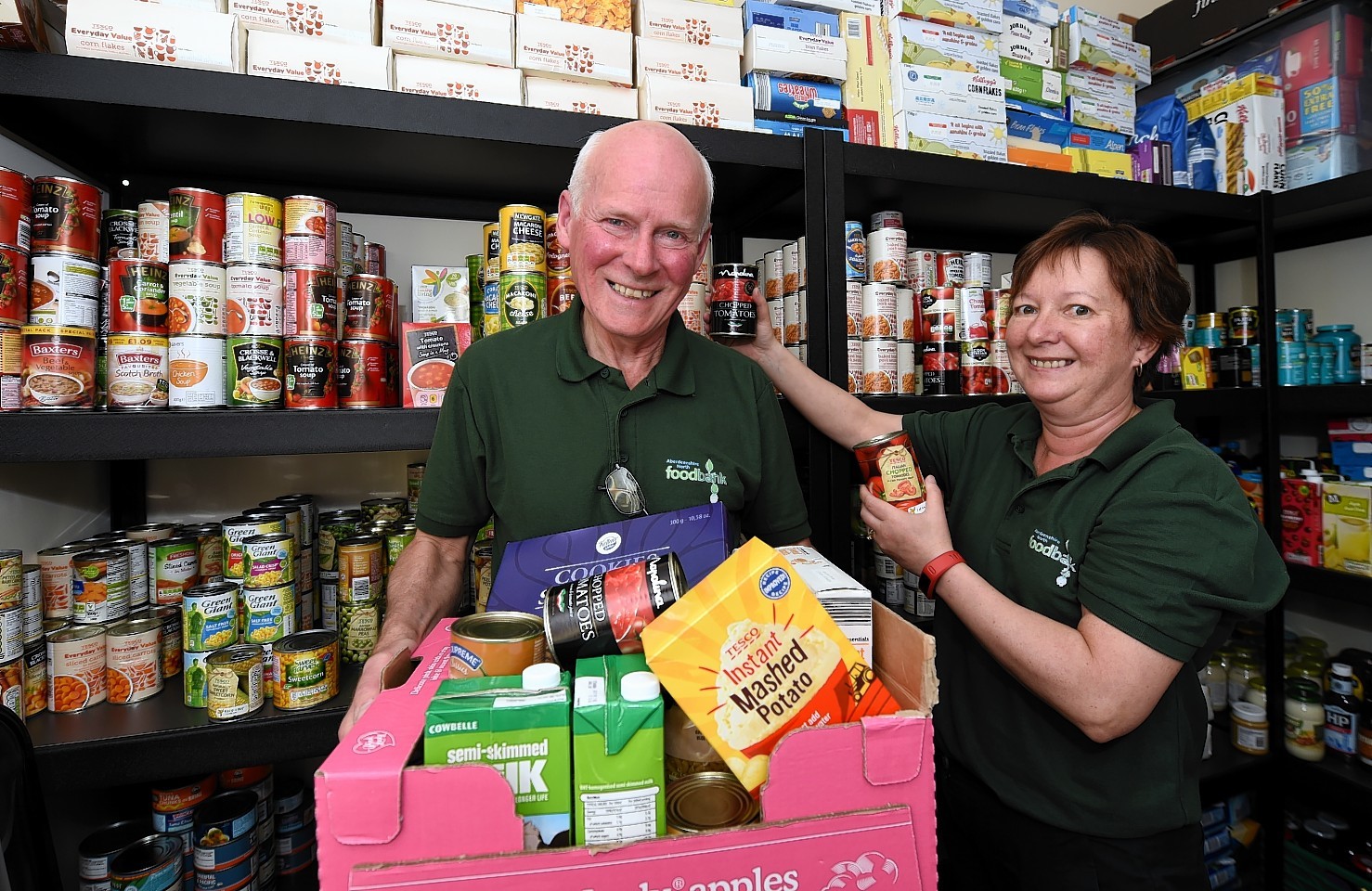 The Aberdeenshire North Foodbank at Inverurie are looking for funding for a new delivery van. In the picture are Victor Johnston, acting co-ordinator and Marie Dundas, volunteer. 
Picture by Jim Irvine