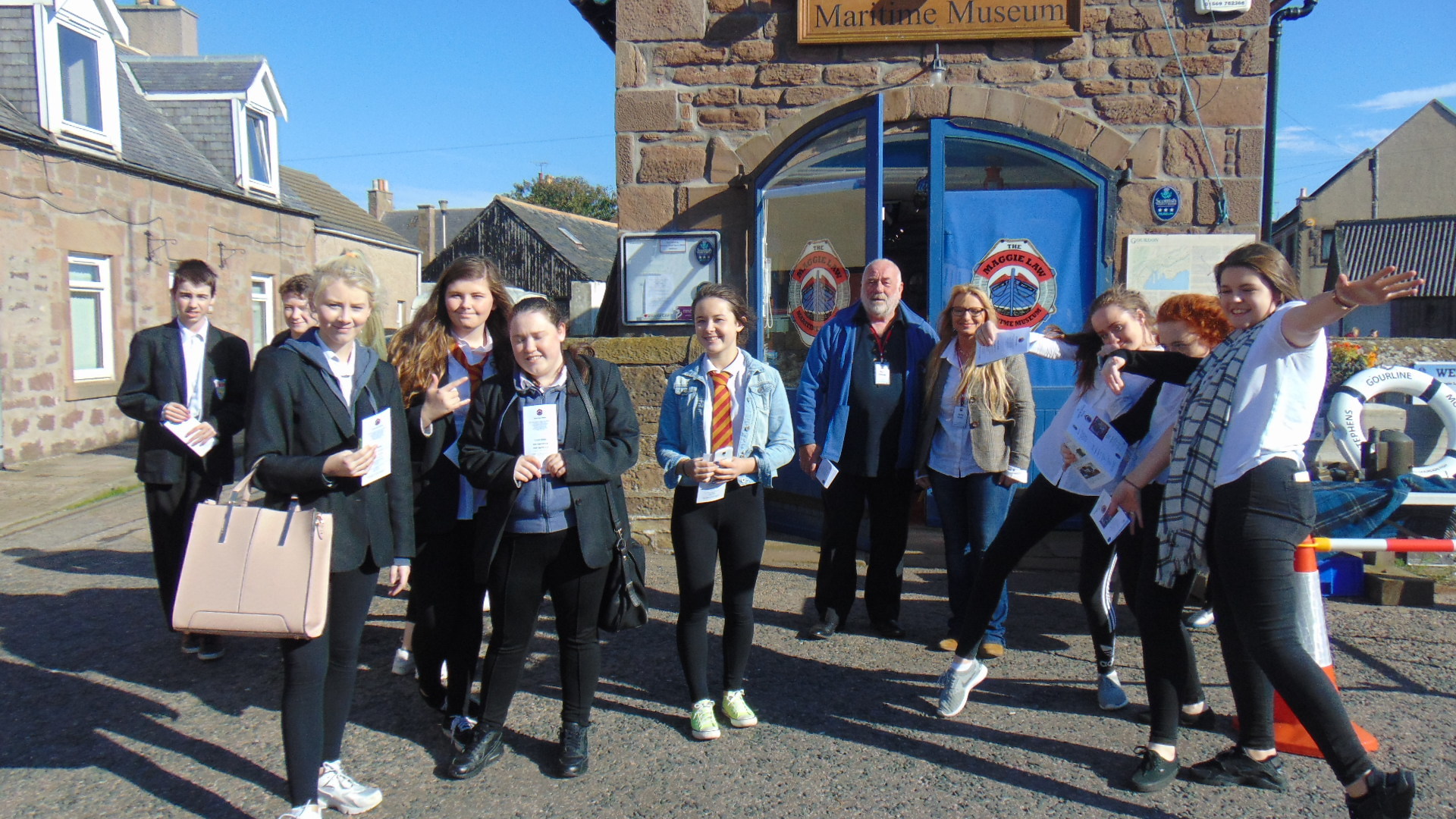 Fourteen national-five pupils from Aberdeen's Kincorth Academy spent a day touring the fishing village of Gourdon, speaking to fishermen and exploring its fish processing houses. Picture: Jim Duffy.
