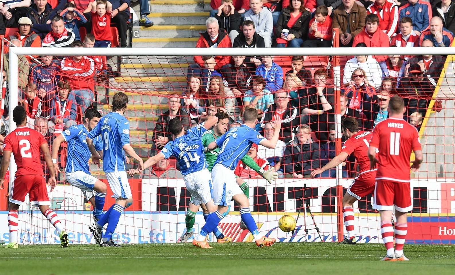 St Johnstone's Joe Shaughnessy (14) doubles the lead for his side