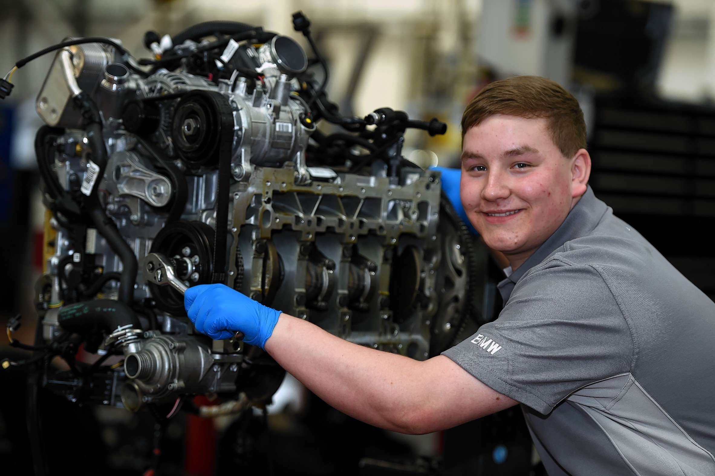 Apprentice 100: John Clark BMW Cars, Aberdeen. In the picture is apprentice, Joshua Falls. 
Picture by Jim Irvine  2-10-15