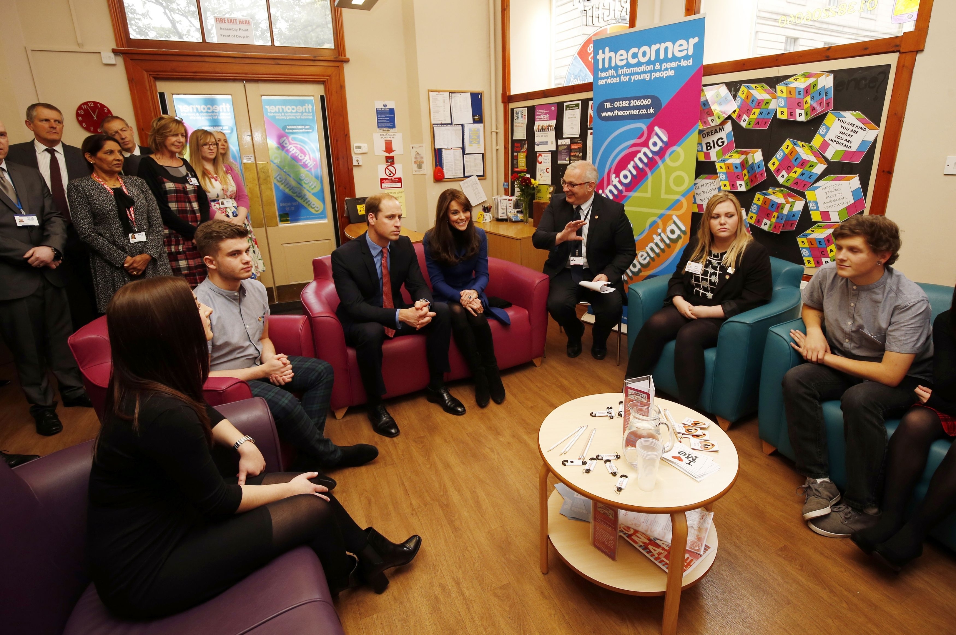 The Duke and Duchess of Cambridge during their visit to The Corner where they participated in an anti-bullying workshop as part of their visit to Dundee 