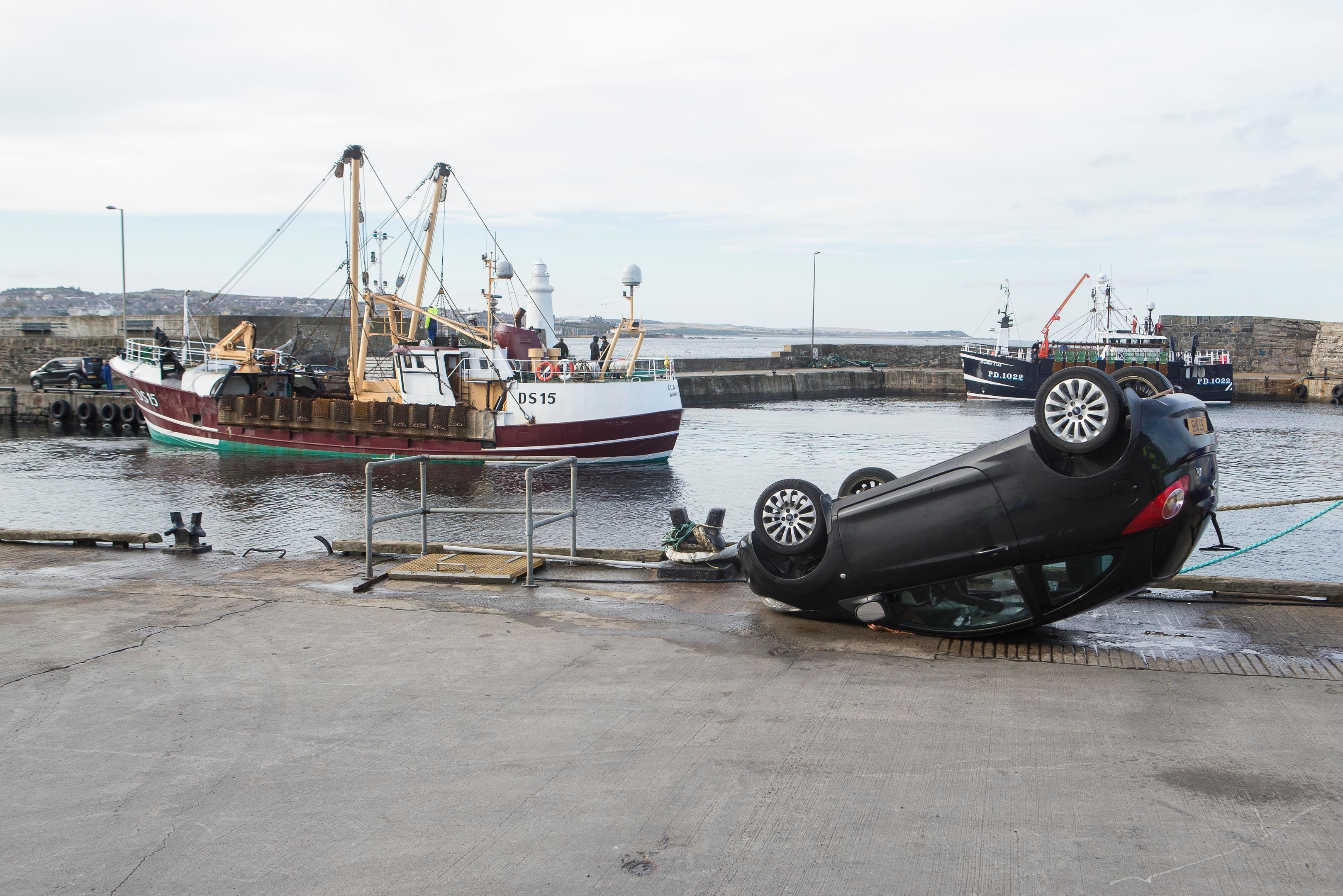 The ford Ka which entered the harbour