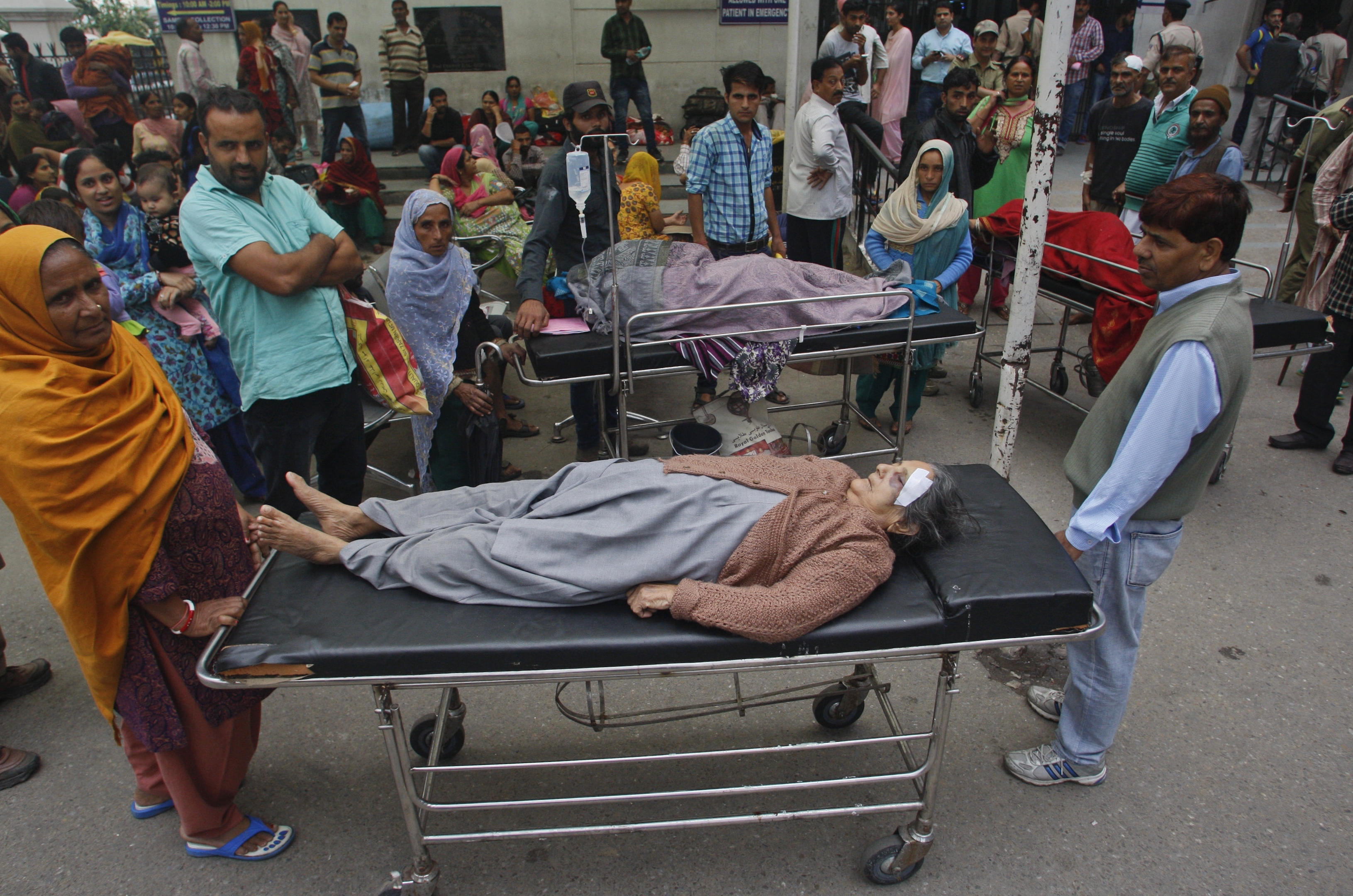 Patients who were shifted outdoors at the government medical college hospital after a strong tremor was felt in Jammu