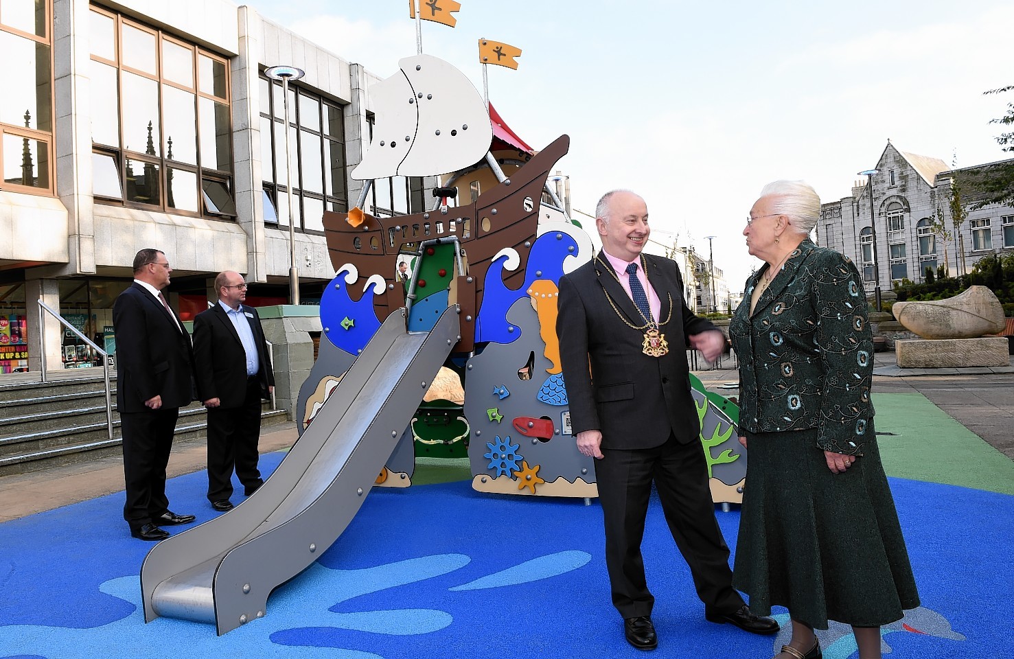 The roof garden being opened