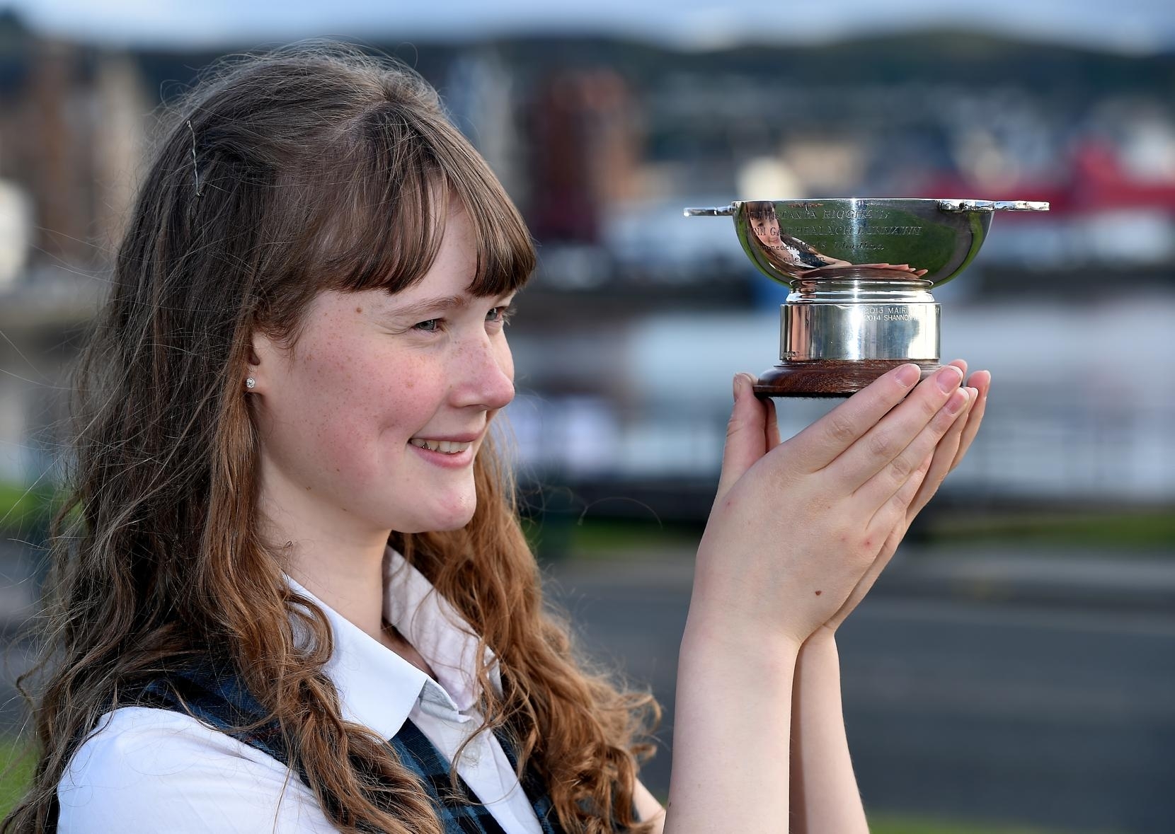 Picture by SANDY McCOOK   13th October '15 Royal National Mod Oban 2015 (Tuesday)  Catriona Bain from Lewis with the An Comunn Gaidhealach Lunnainn Quaich for singing a prescribed song in the 16-18 age group.