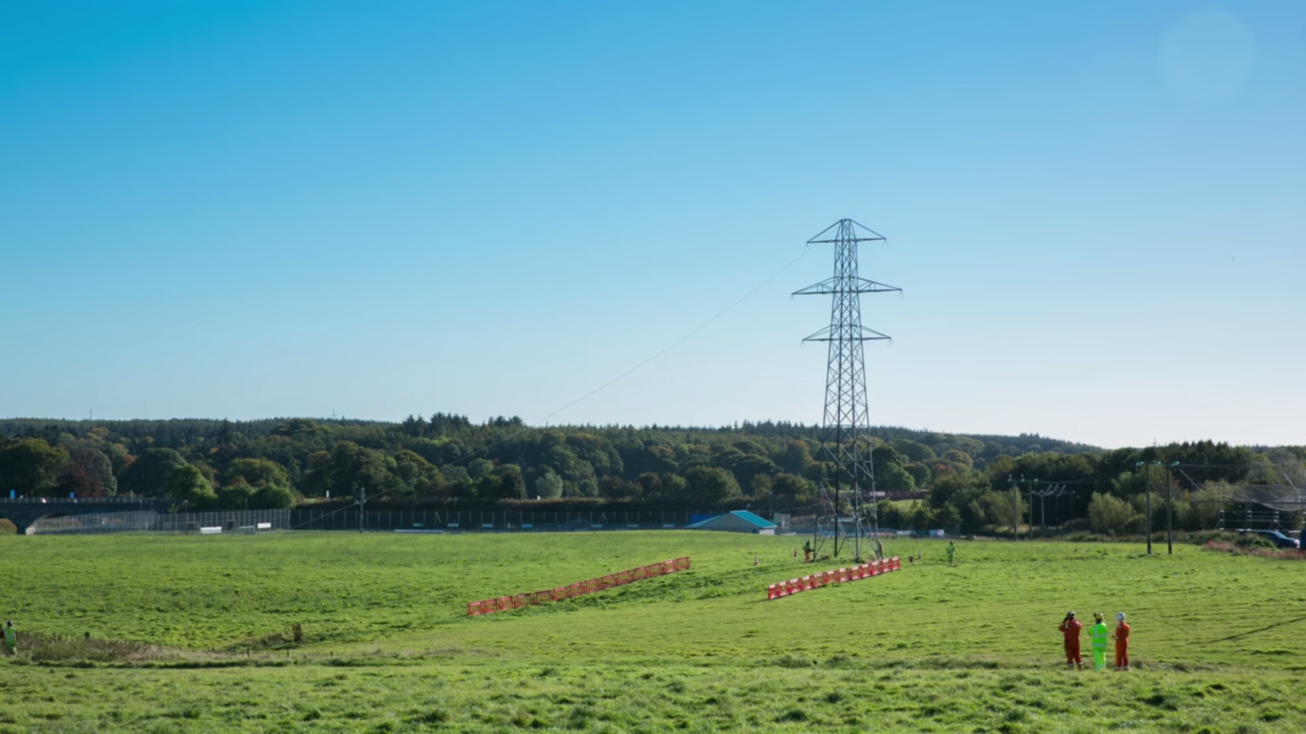 A pylon being removed as part of the AWPR project near Aberdeen