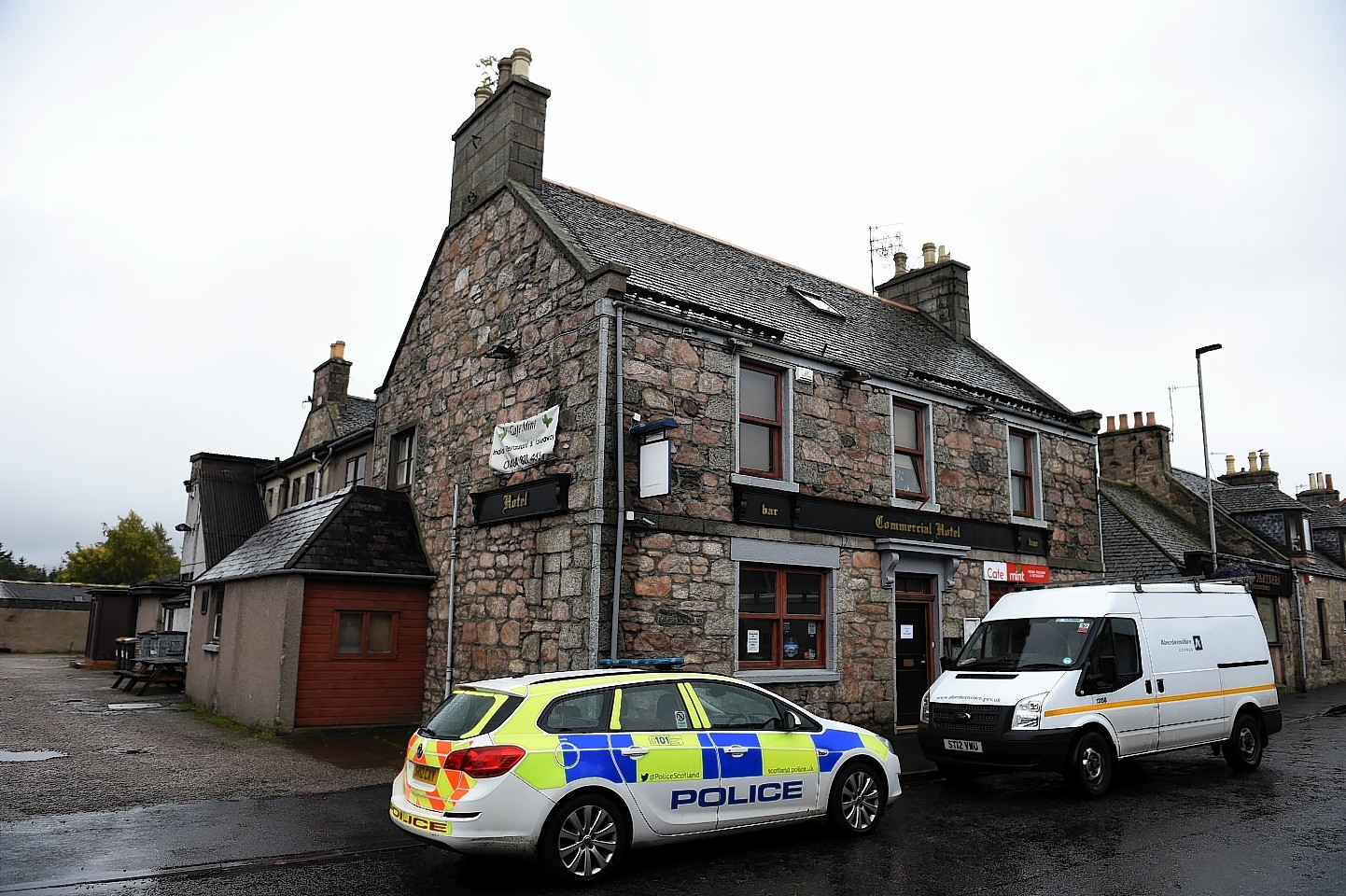 A woman has died after an incident at The Commercial Hotel on Commerce Street in Insch.