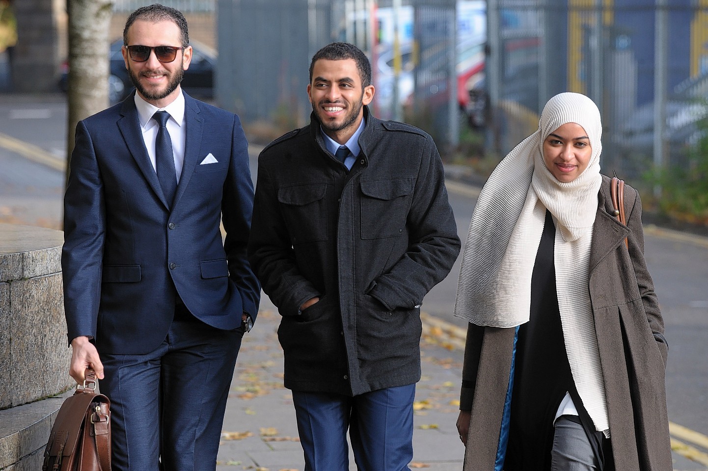 Yousif Baldri ( centre) arriving at the High Court Glasgow