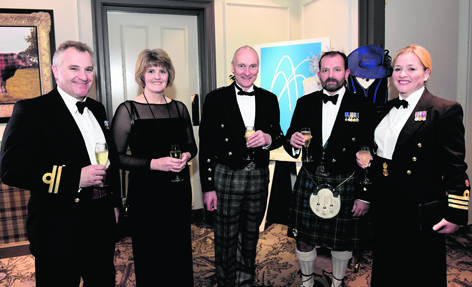 Lt Philip Gamble with his wife Deborah, Graham Ross and Niall Campbell with his wife Cdr Felicity Campbell