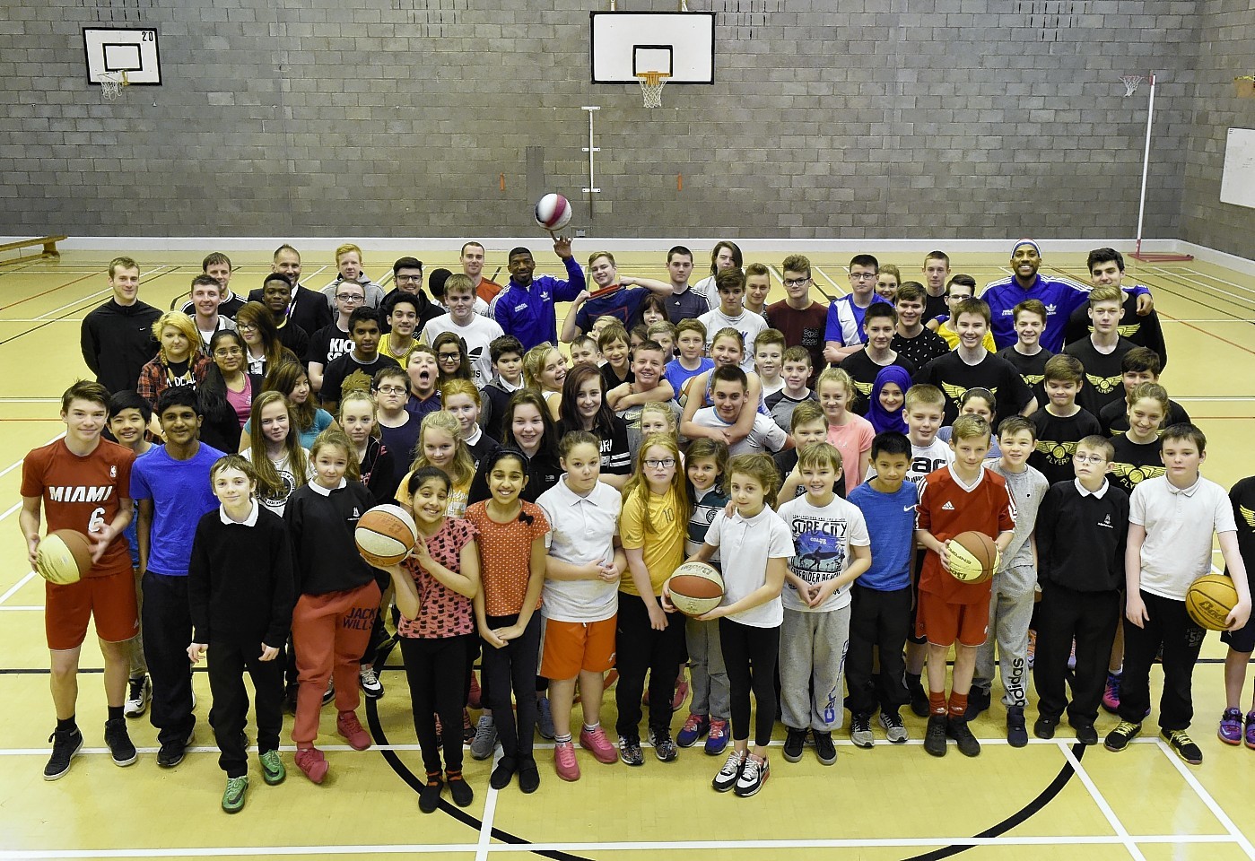 Buckets Blade and Zeus McClurkin with the St Machar Academy pupils. Picture and video by Colin Rennie 