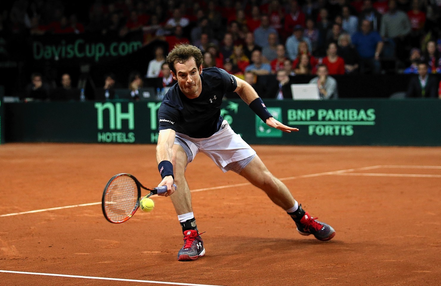 Great Britain's Andy Murray in action during day three of the Davis Cup final 