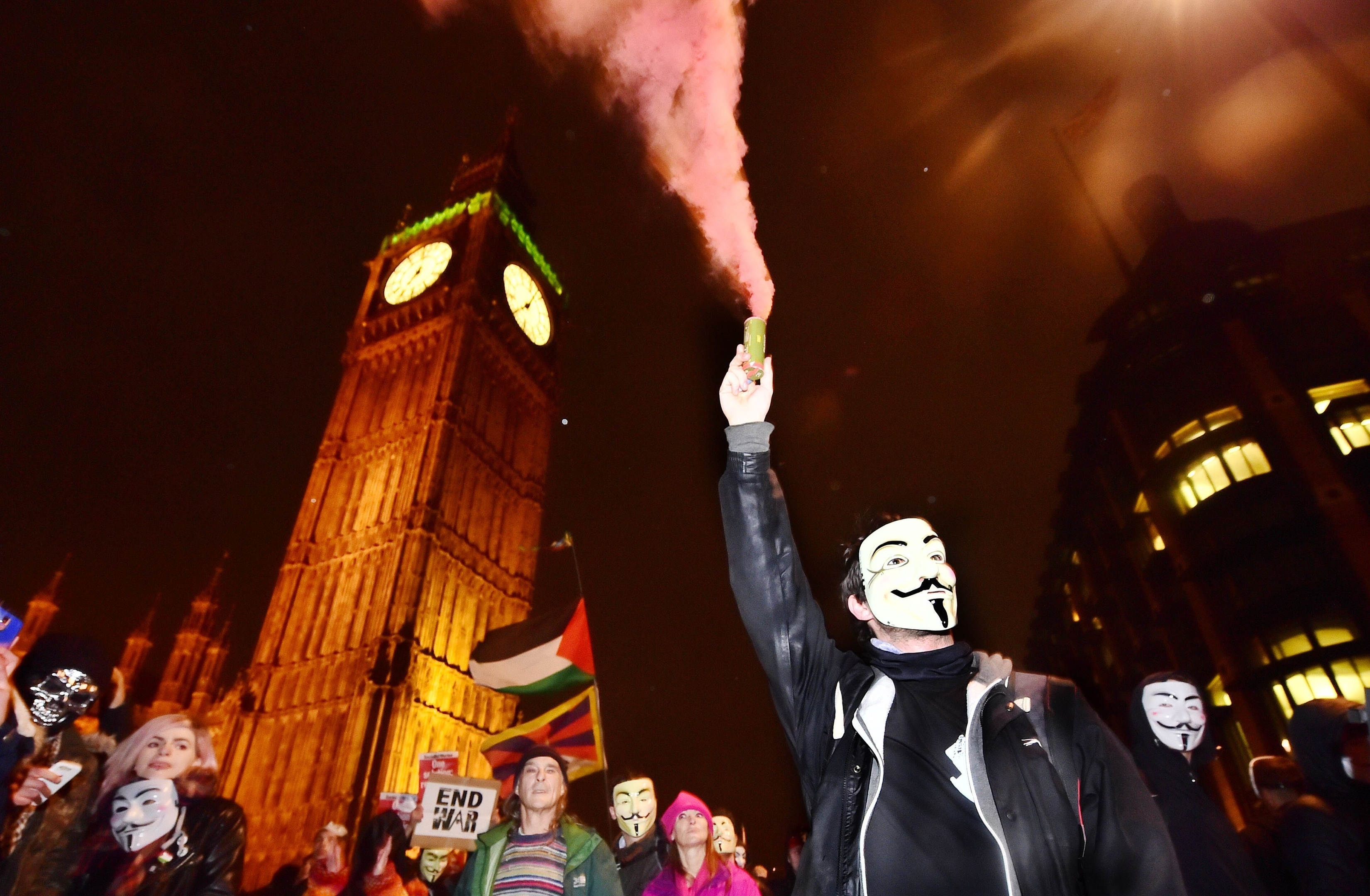 The London protest is one of many similar marches held worldwide on November 5. 