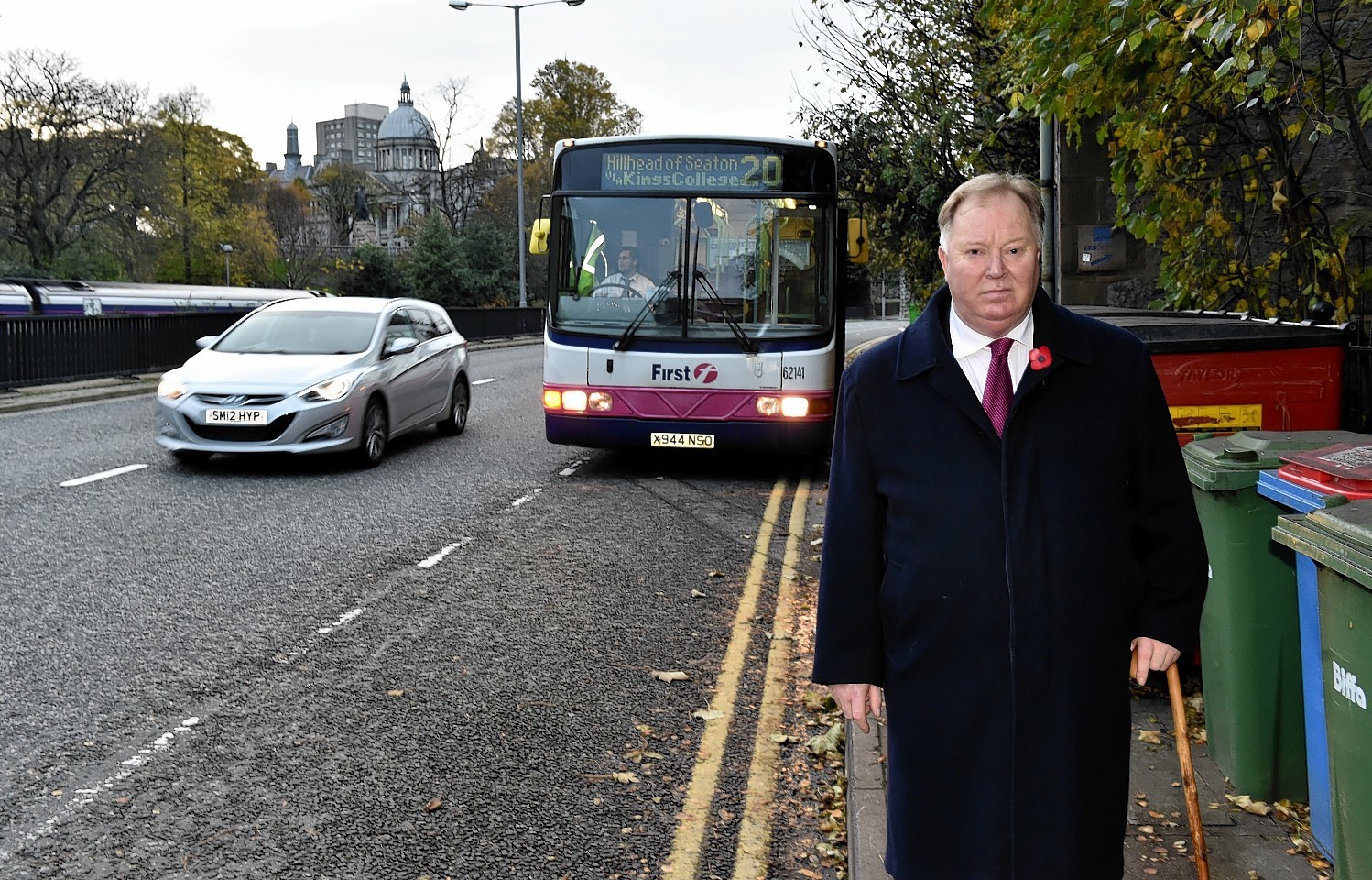 Bill Cormie near the site of the bus stop