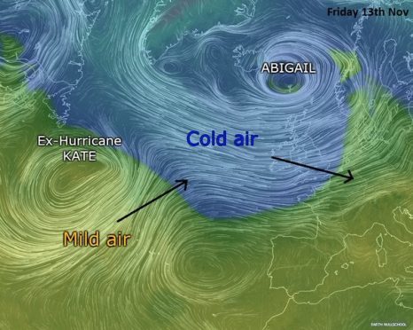 The remnants of Hurricane Kate are expected to arrive on UK shores this weekend