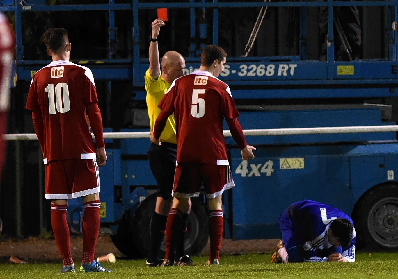 Johnny Crawford was shown a red card. Picture by Kenny Elrick 