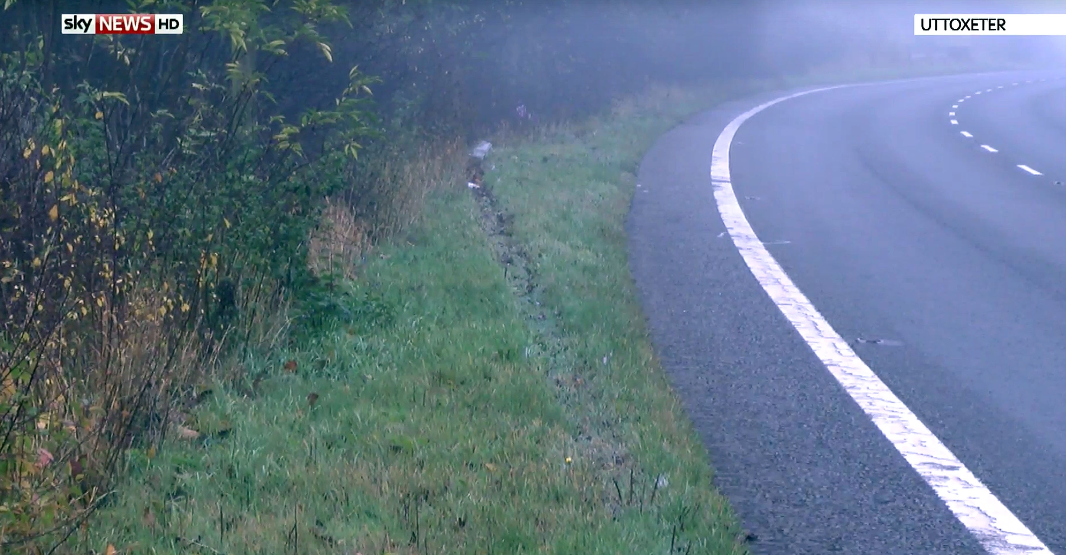 Local TV images after a five-year-old girl has been found with her dead father in a crashed car which had been in a ditch "for some time".
West Midlands