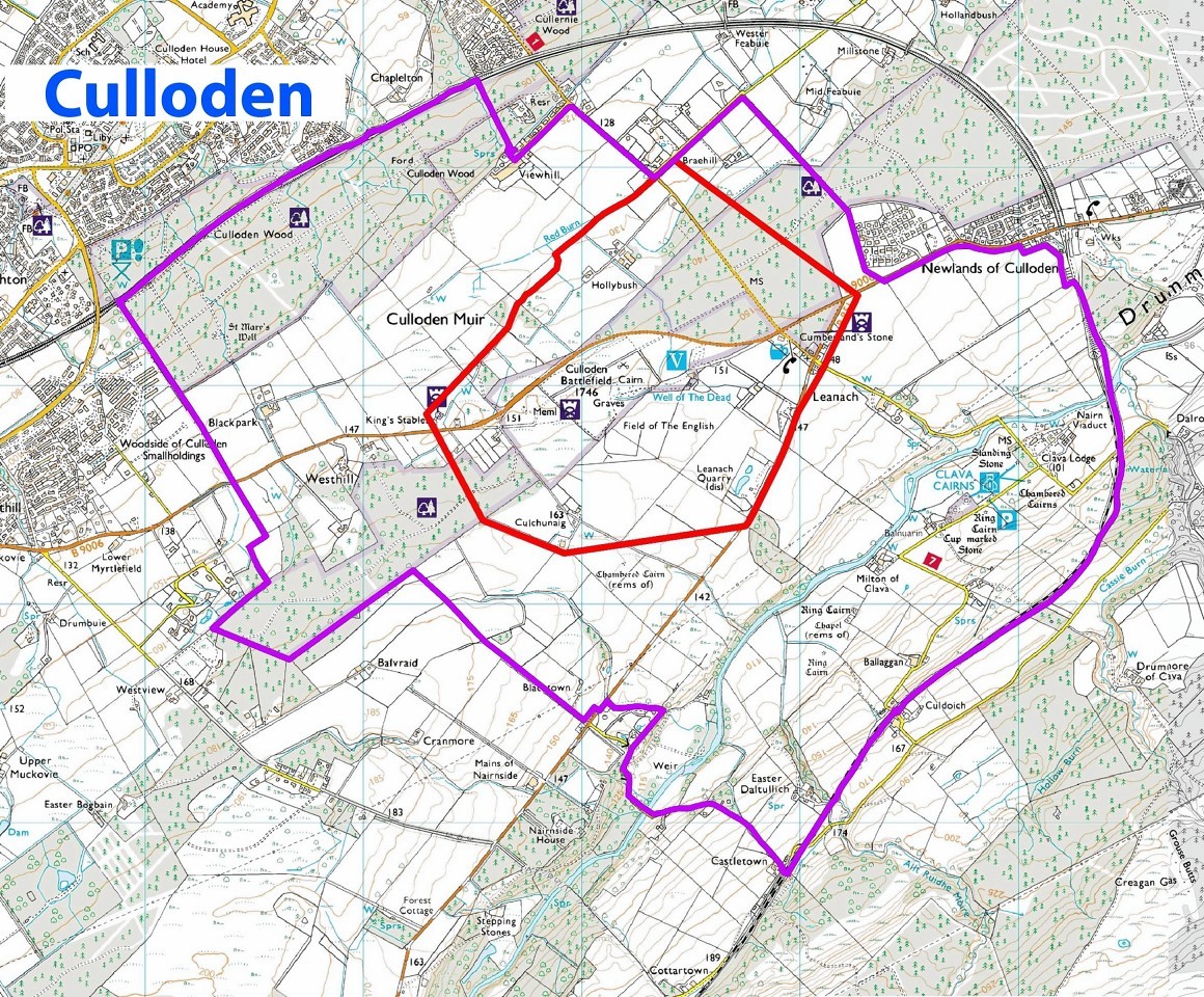 Map of the Culloden development exclusion areas