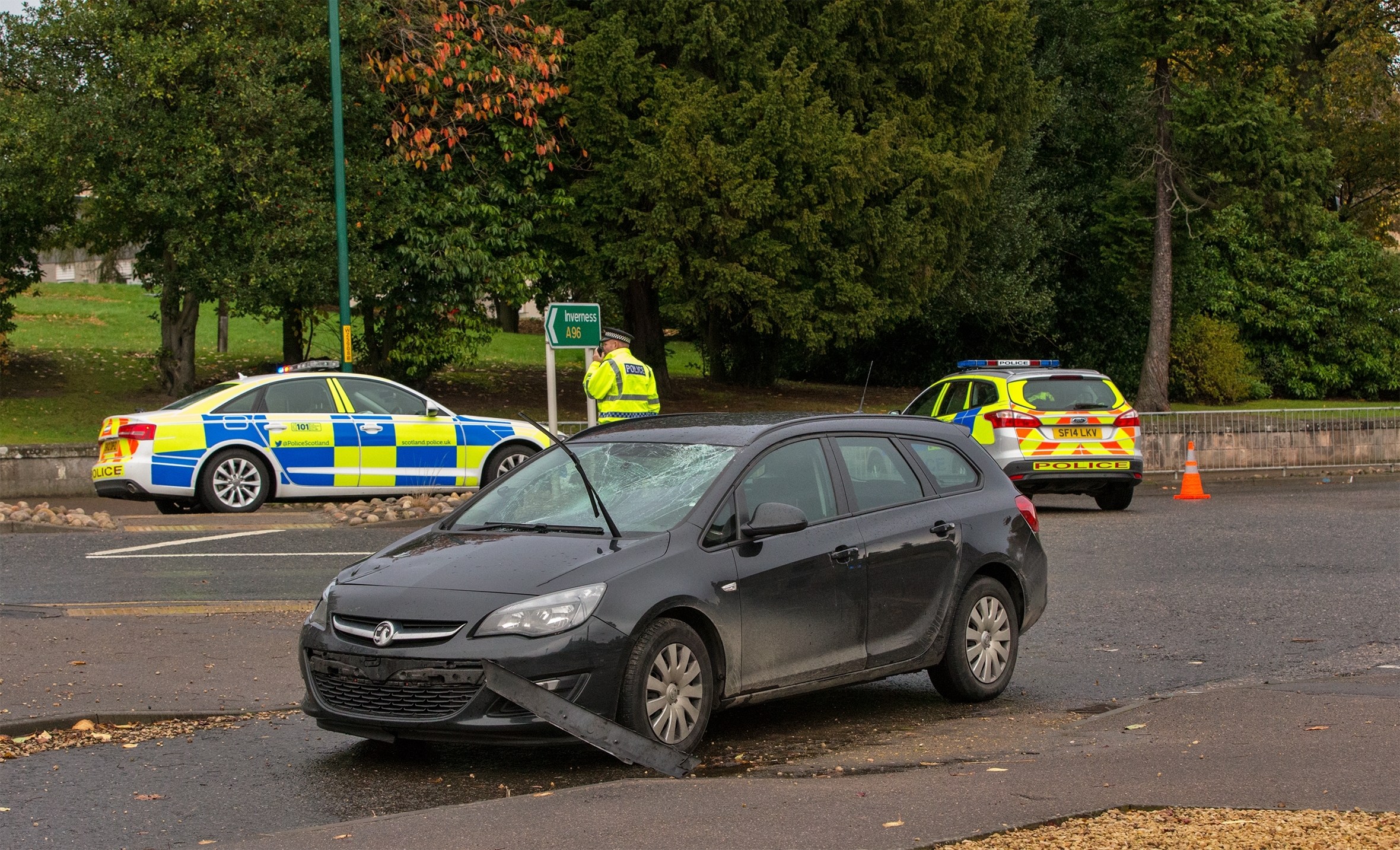 A Black Vauxhall Astra involved in a crash with a cyclist 