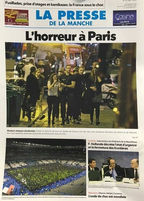 LA Press De La Manche also simply stated "L'horreur a Paris".