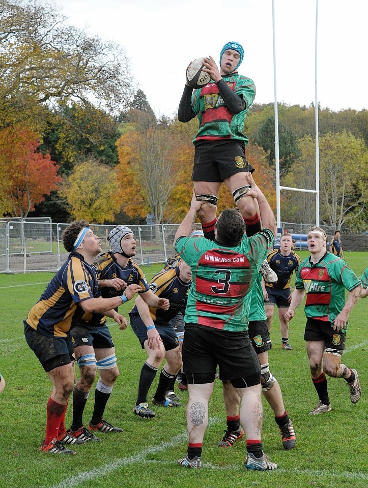 Stuart MacDonald, of Highland, claims the ball in an early line out.