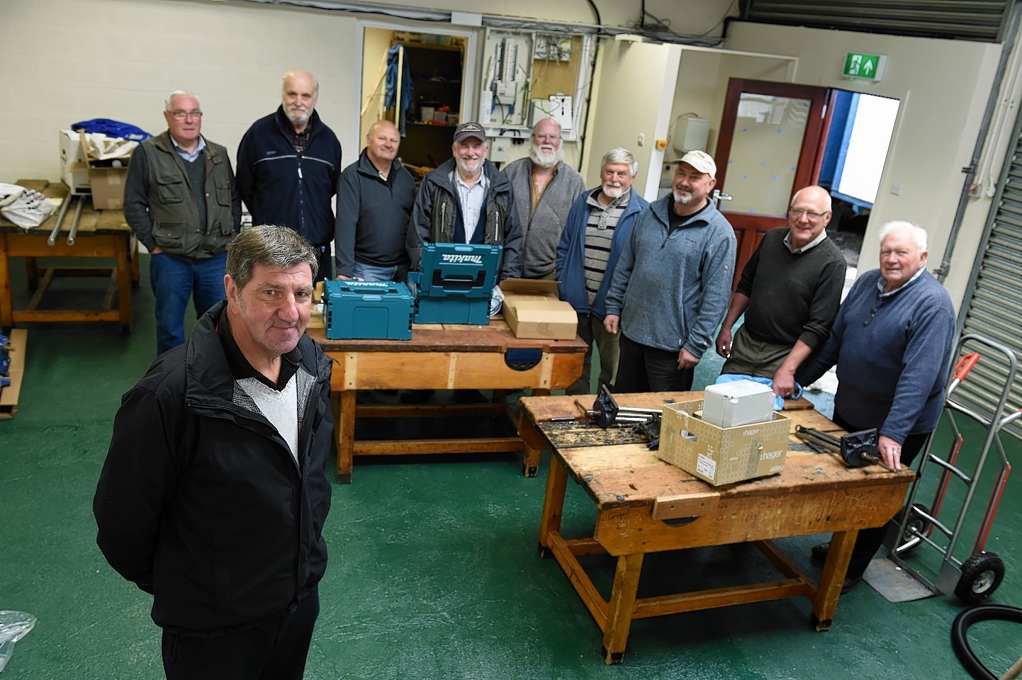 Inverurie Men's Shed 
secretary Alistair Smith and members. Picture by Kenny Elrick