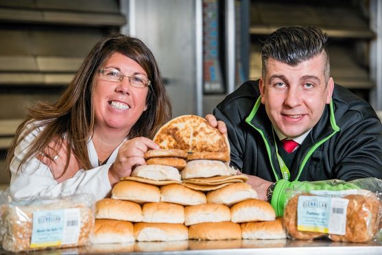 Asda Regional Buyer Brian O'Shea with Katrina Allan of Murdoch Allan Bakery