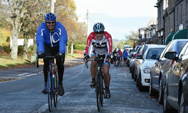 Cyclists take part in the Charity ride Kayleigh's Wee Stars at Ballater. Picture by Colin Rennie