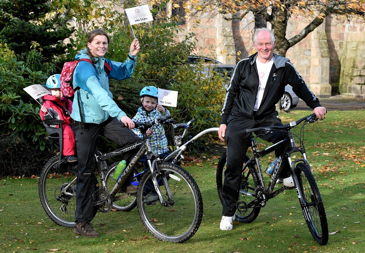 Lisa Kernaghan with children Tilly 2, and Angus and grandad David Bartlet (from Ellon).