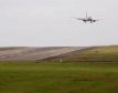 The plane come in to land at Leeds Bradford Airport
