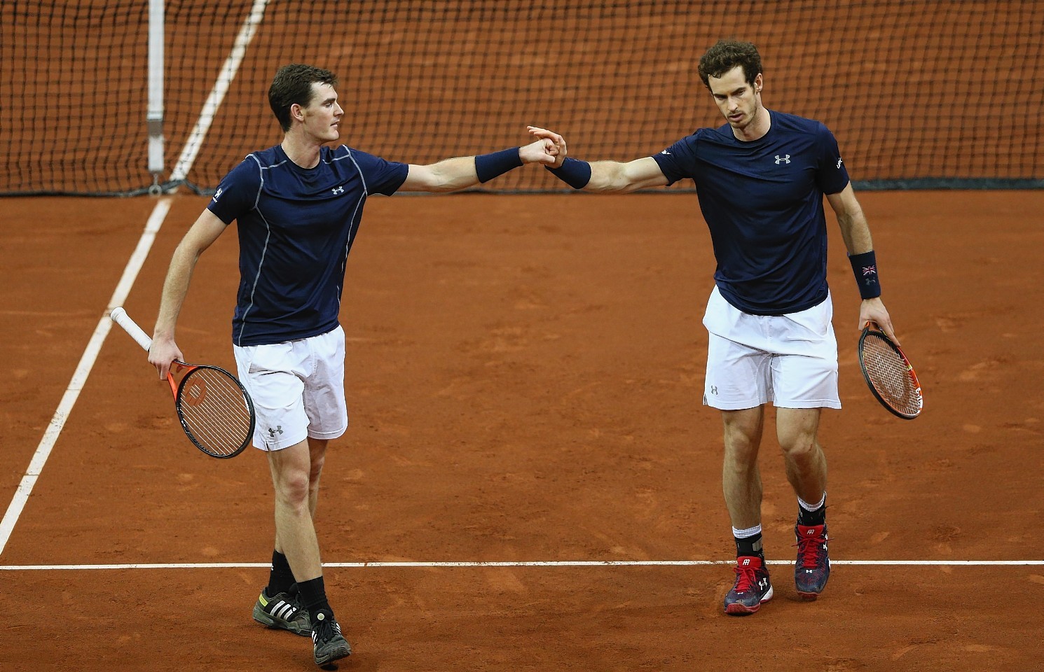 The Murray brothers on court in Belgium 
