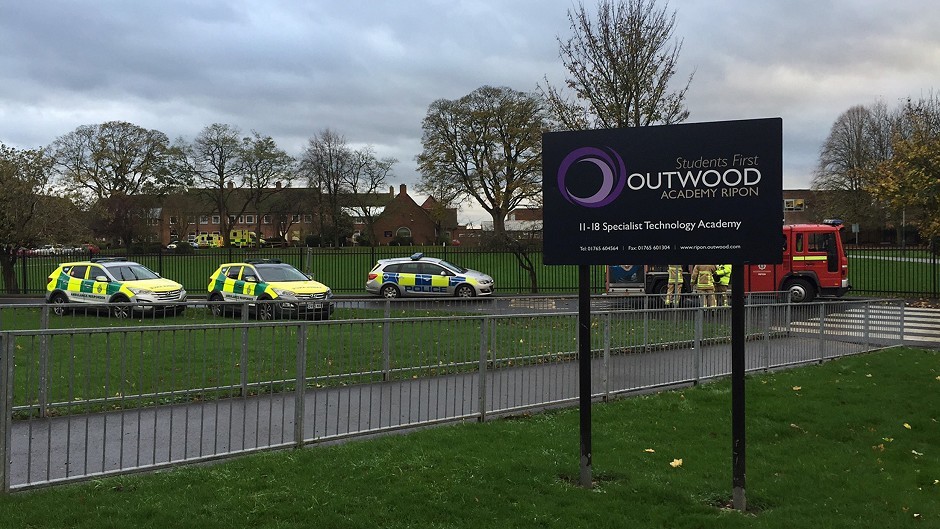 Emergency services outside Outwood Academy School in Ripon