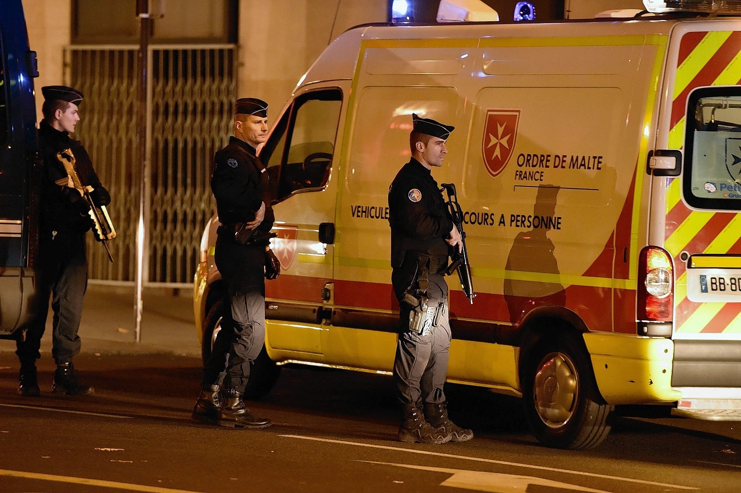  Military police officers patrol on Republique Square 