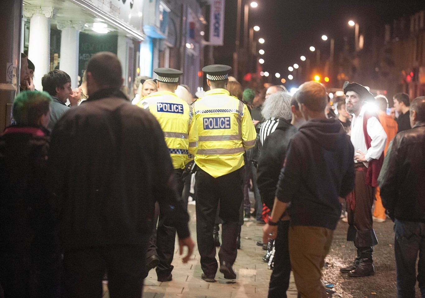 Police patrol Peterhead on one of their busiest nights of the year, 