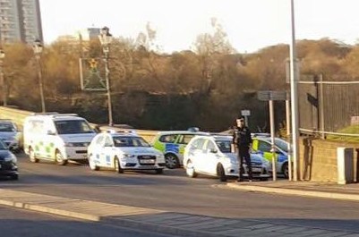 Police at the scene at Bridge of Don. Picture submitted by reader