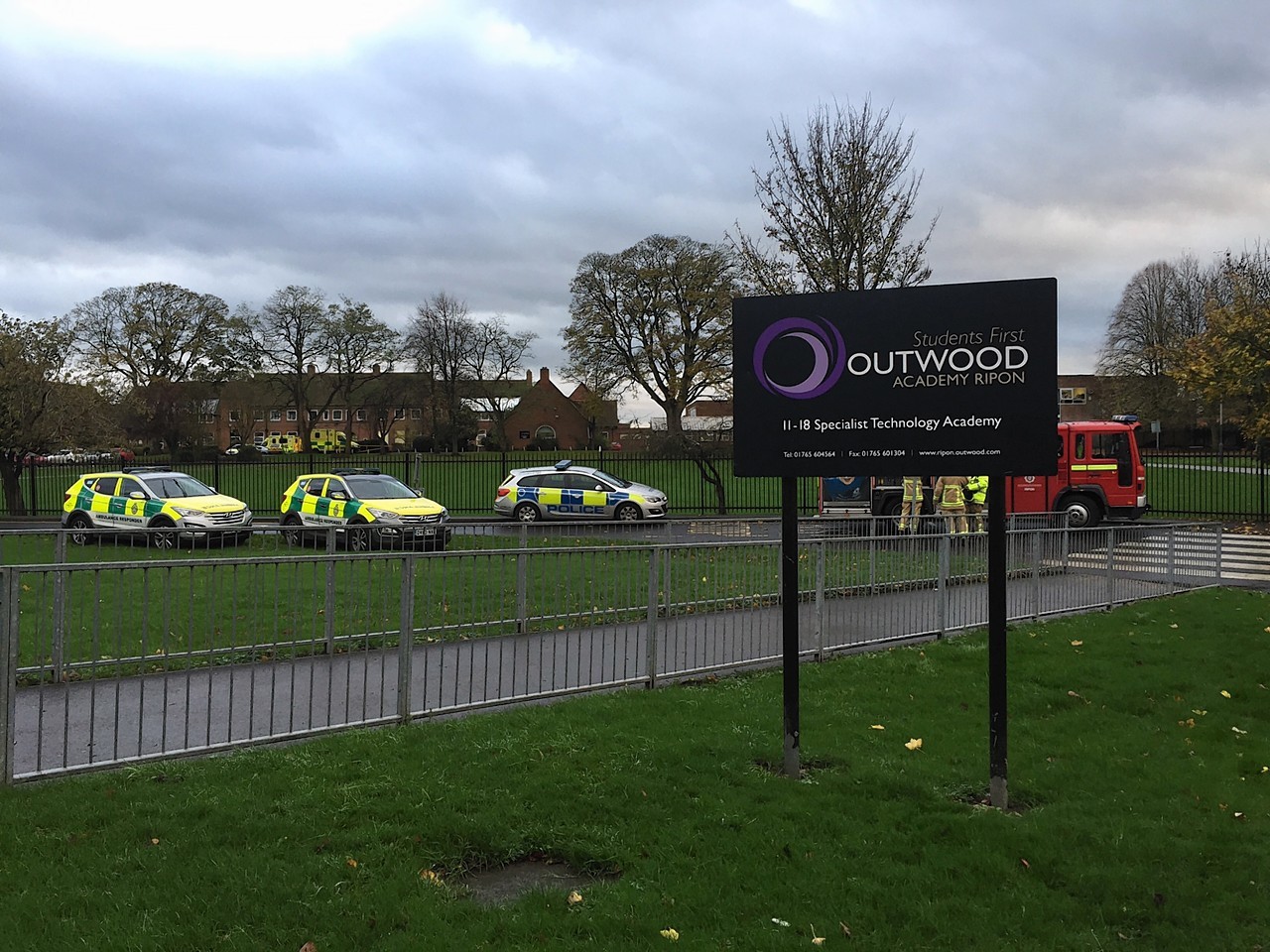 Emergency services outside Outwood Academy School