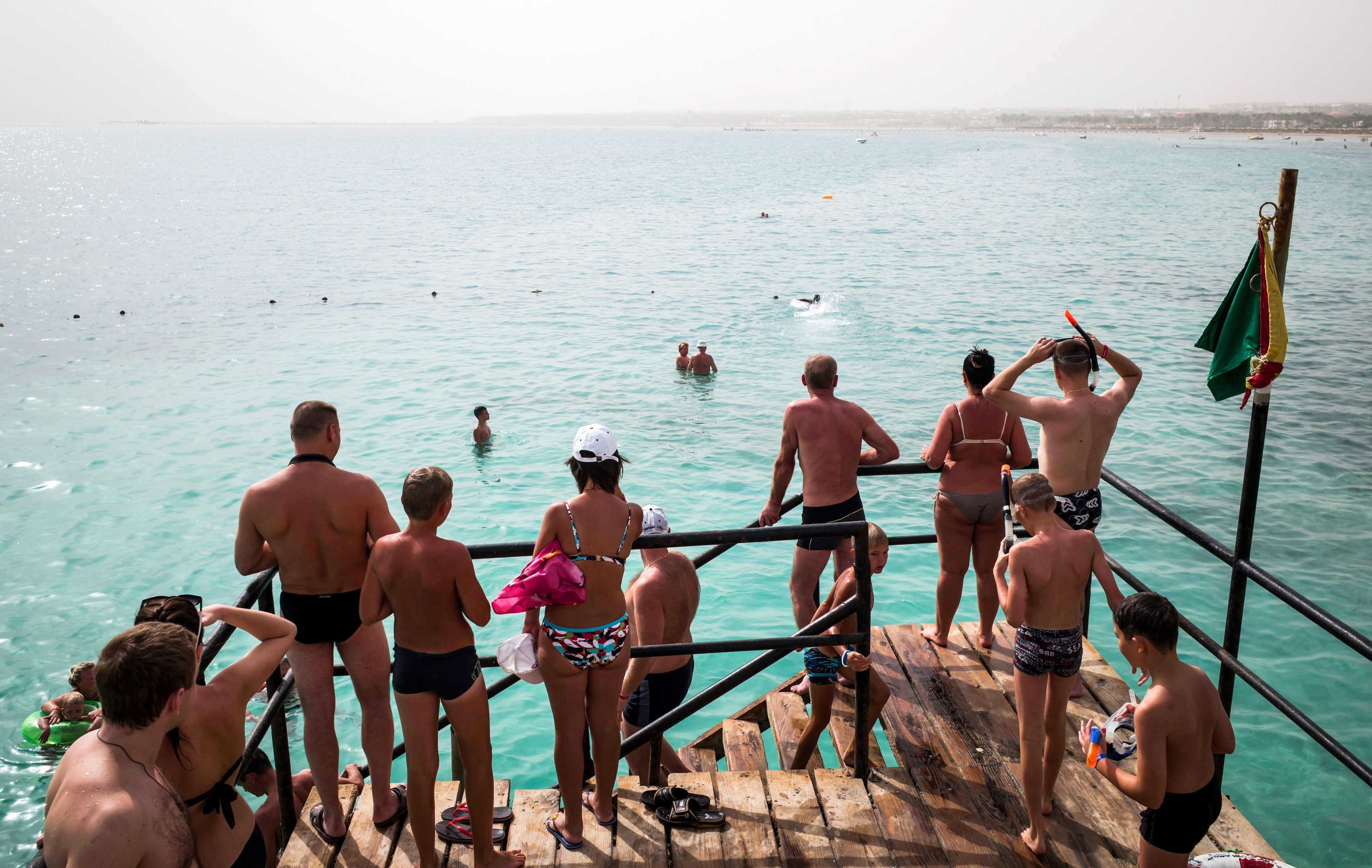 Tourists play in the water at the Regency Plaza resort  in  Sharm ElSheikh,