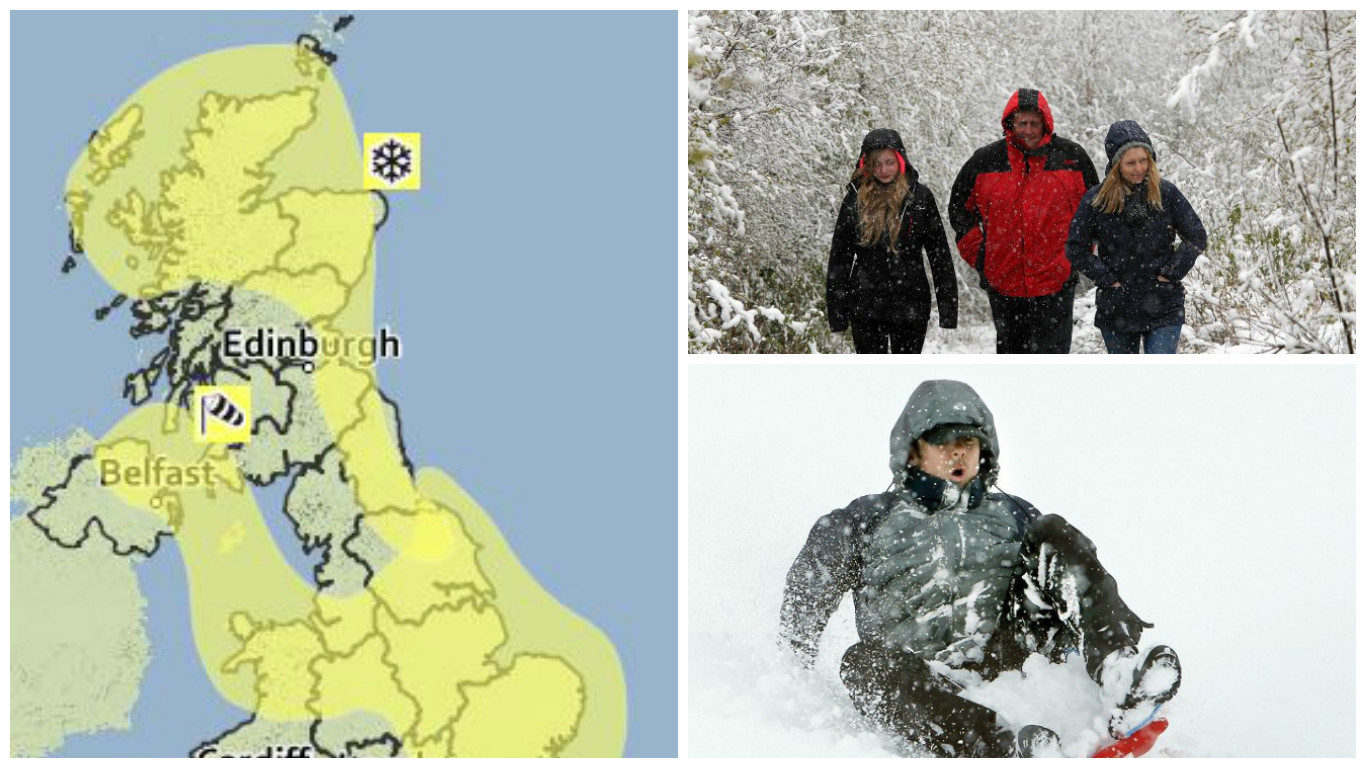 Snow is expected to fall across the north of Scotland today
