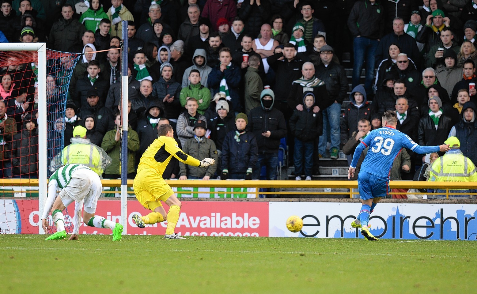 Storey finds the net from close range to equalise against Celtic 