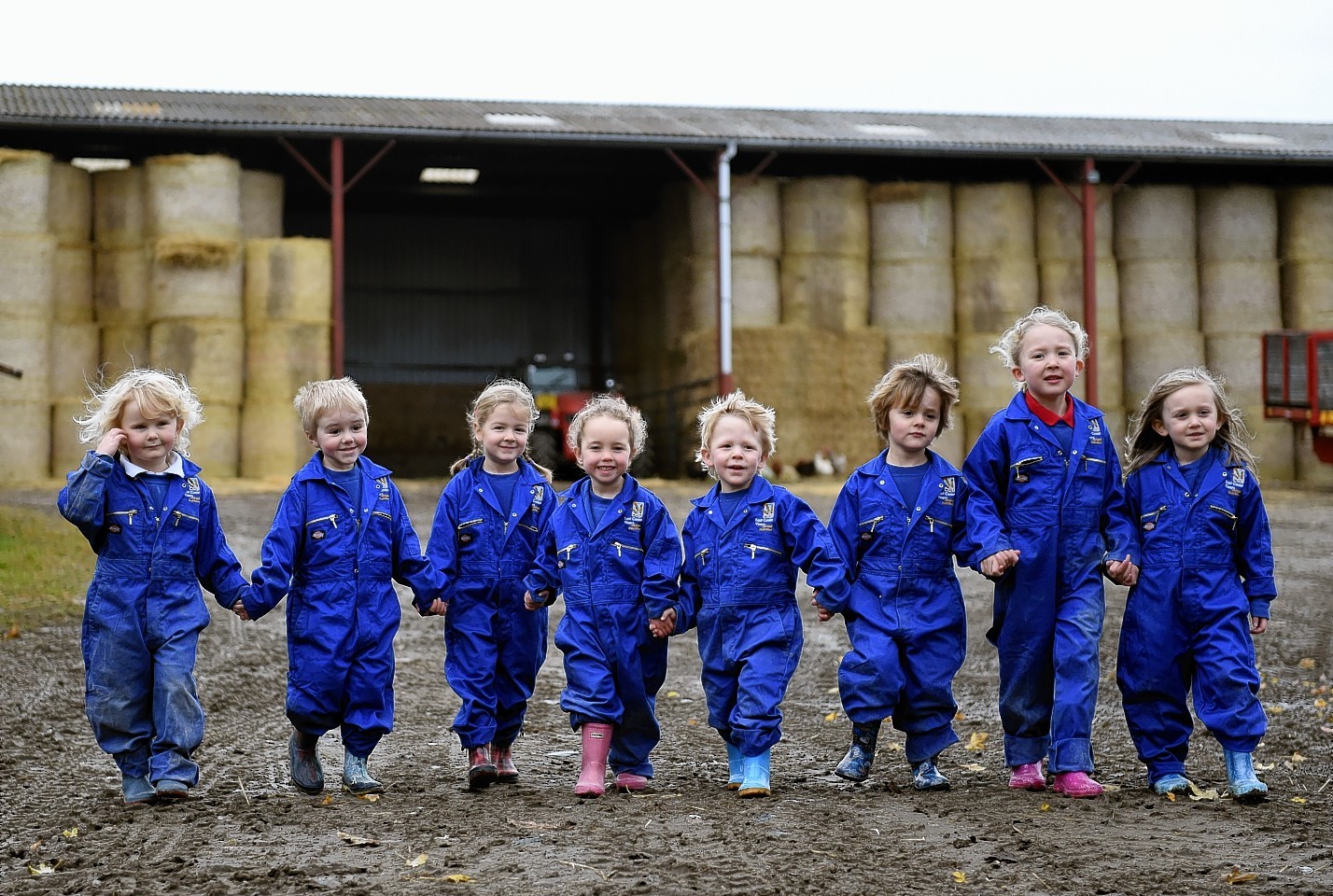 Some of the pupils from Tomintoul Nursery on their visit to Lettoch Farm