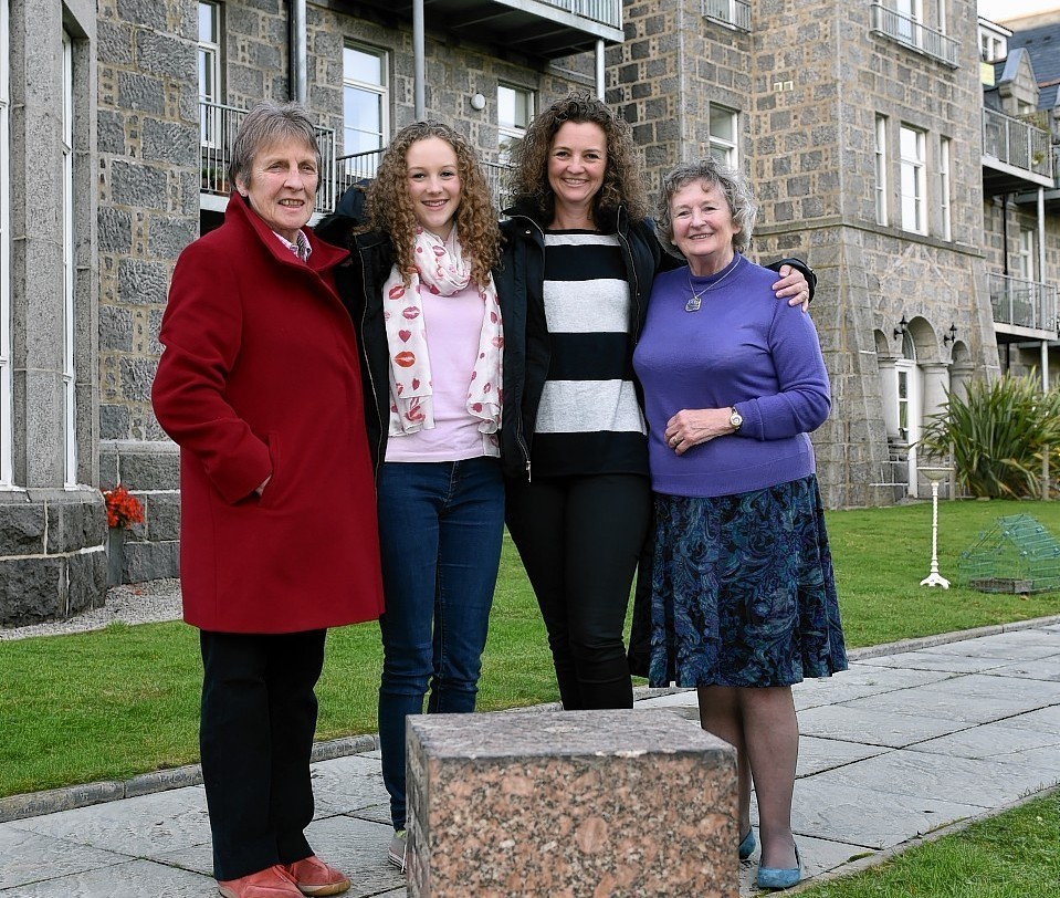 Great Granddaughter Lorna Clarke, Great Great Great Granddaughter Hannah Gilchrist, Great Great Granddaughter Laura Gilchrist and Great Granddaughter Jody Fearn. Picture by Colin Rennie