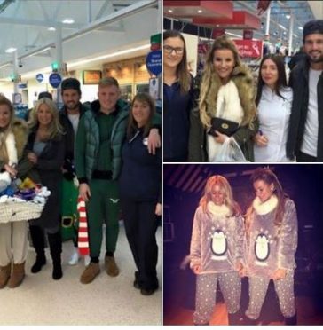 The Towie cast in the Inverness shop before showing off their purchases at Ackergill Tower