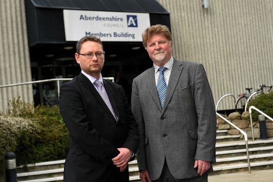 Co-leaders Richard Thomson and Martin Kitts-Hayes outside Woodhill House