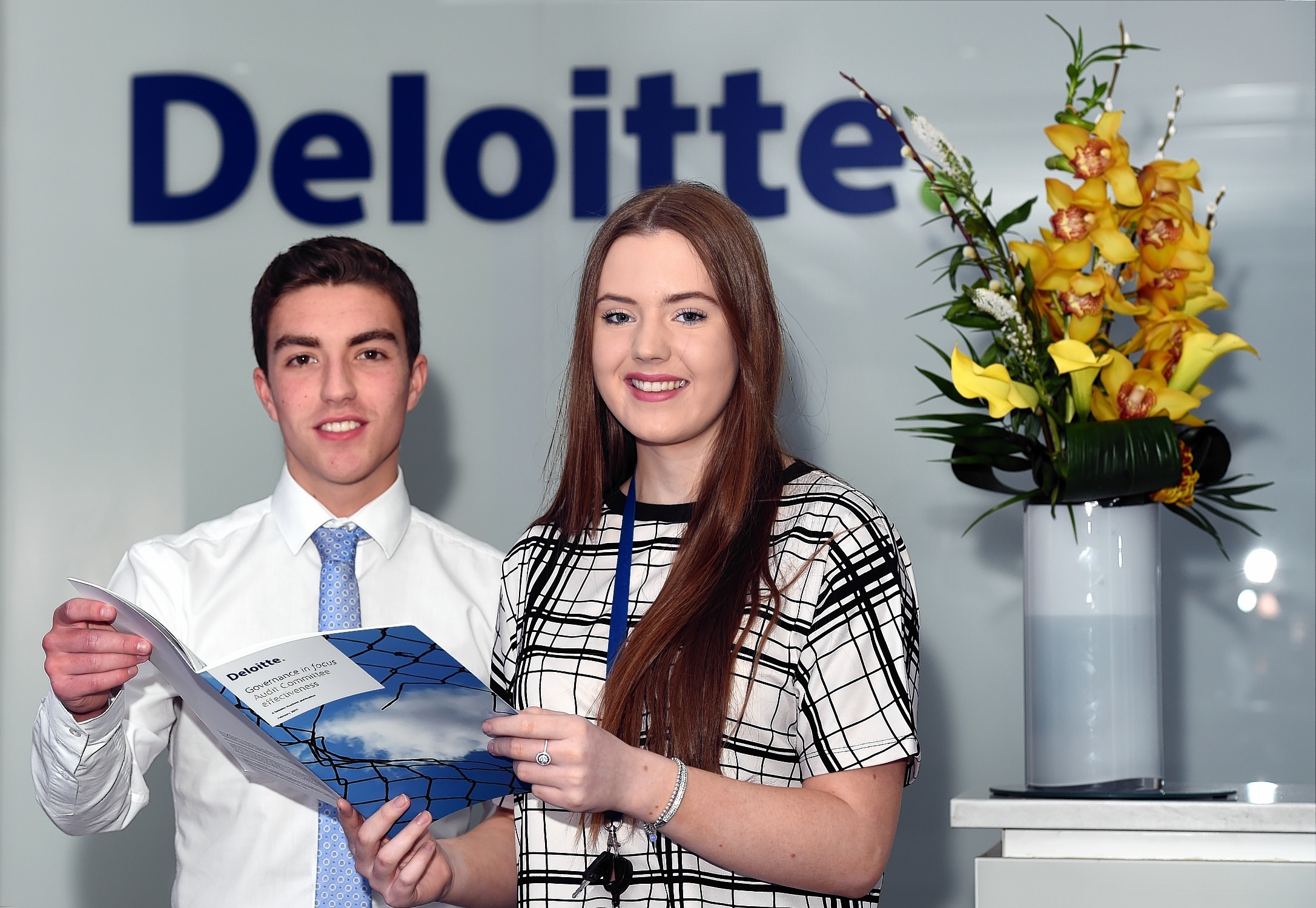Deloitte trainee chartered accountants Aaron McDonald and Aimee Ritchie at their offices at Union Plaza.