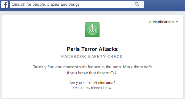 Facebook users can utilise the service to ensure their friends are safe.