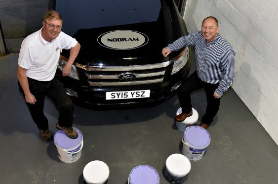 Nodram Decorators (North) Ltd at Newburgh. Area Direrctor Dave Torry (left) and Nodram Director Donald MacPhee.
