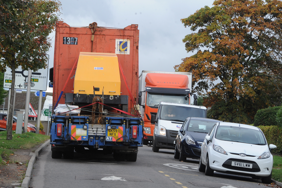 The Bucksburn road is frequently driven on by HGVs