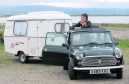 Kerrin Williams of Ardersier with her British Open Classic Mini towing a Eriba Puck caravan.