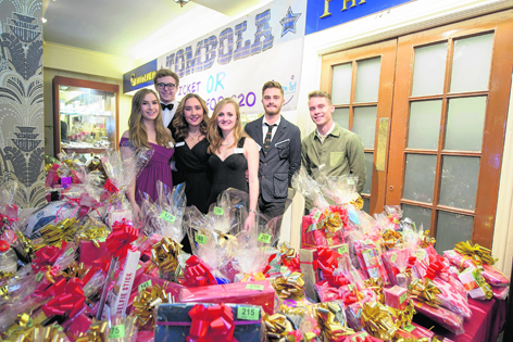 Mirrhyn Stephen, Patrick Dupuy, Lucy Harris, Joanna Waller, Glen Smith 
and Scott Adams with the tombola prizes