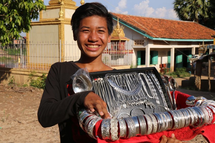 Locals selling silverware at Koh Chen